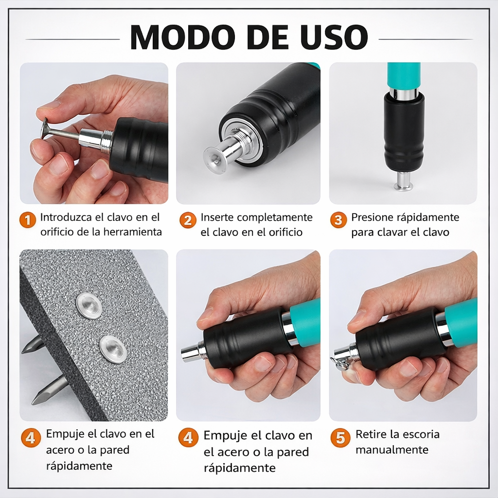 PISTOLA DE CLAVOS DE ACERO